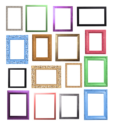 Fine assortment of Colourful wood & metal fine textured finely lit picture frames for you to add your own image. Classic and contemporary.