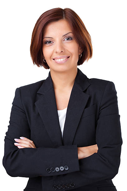 istock Young business woman smiling 183383342