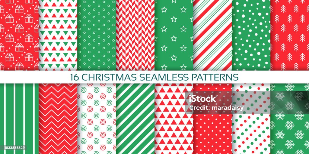 Solid Color Christmas Pattern Christmas Seamless Pattern Vector Illustration Collection Xmas Textures ...