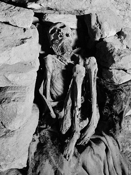 Ancient corpse at Salar de Uyuni. Located in an ancient cave where a family sought shelter from a volcanic eruption. Bolivia.