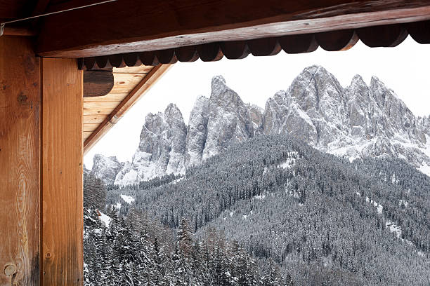 istock Snowy mountains seen from an alpine hut 183384879