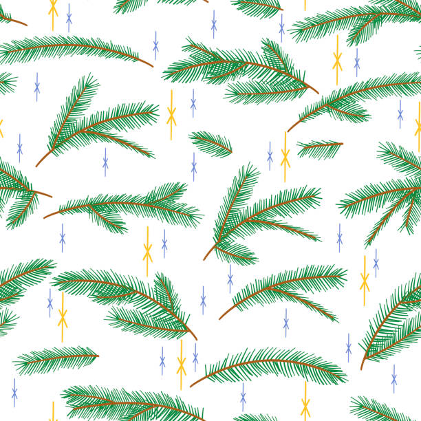 istock Christmas Fir Tree Branch Seamless Pattern. New year green sketch branches. Firtree or pine. Xmas spruce decoration hand drawn wallpaper. Cartoon drawing doodle vector illustration backdrop 1833850992