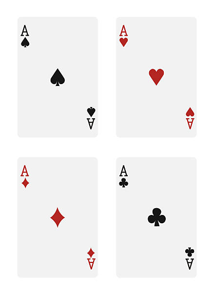 the four aces in a deck of cards, on a white background - karo ası stok fotoğraflar ve resimler