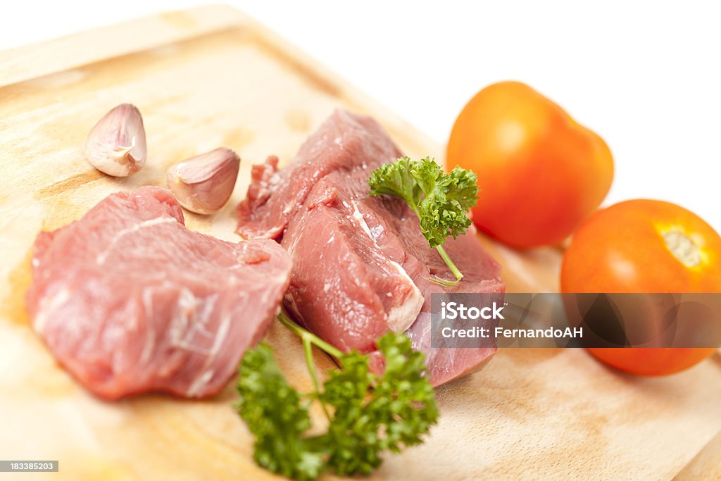 Raw Sirloin Steak/Filé de Lombo Grelhado - Foto de stock de Alho royalty-free