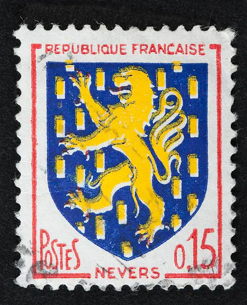 French stamp with a crest of Neves (Burgundy)