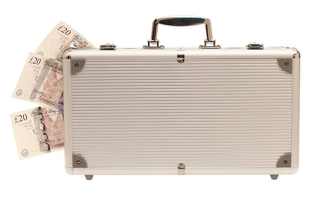istock Aluminium briefcase with money 183386844