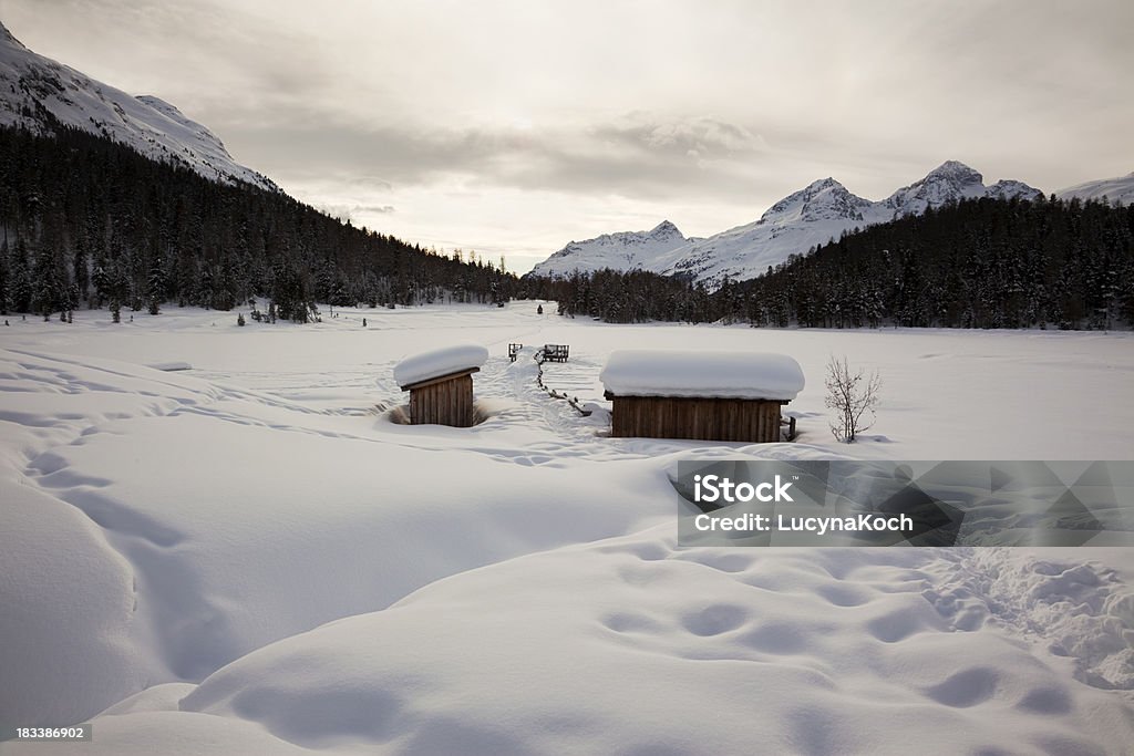 Abend im Lej da Staz - Lizenzfrei Abenddämmerung Stock-Foto