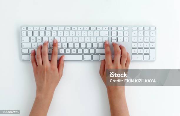 Typing On Keyboard Stock Photo - Download Image Now - Computer Keyboard, Typing, White Background