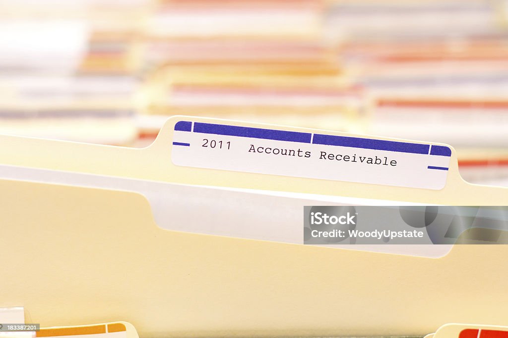 Accounts Receivable File A file folder labeled 2011 Accounts Receivable. Finance Stock Photo