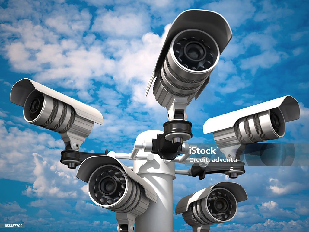 Telecamere di sicurezza - Foto stock royalty-free di Telecamera di sorveglianza