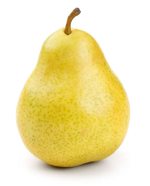 Close-up of a fresh yellow pear with clipping path stock photo
