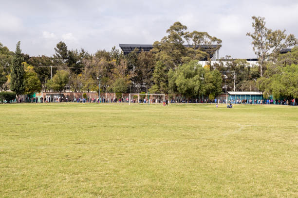 istock Large waiting line at a soccer field. 1833899285