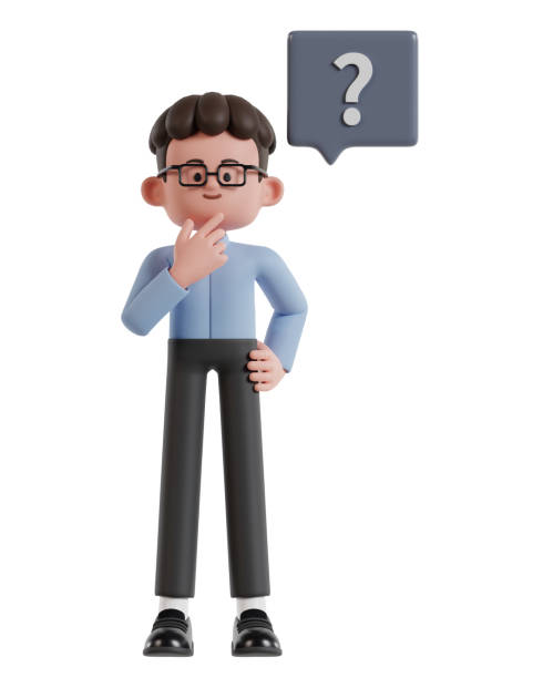 istock curly haired businessman wearing glasses holding chin while thinking with question mark 1833982929