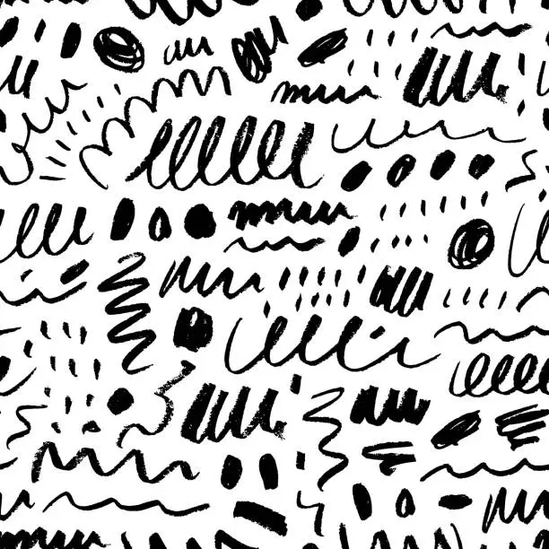 Vector illustration of Pencil squiggles seamless pattern.