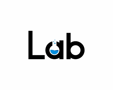 Laboratory test tube inside the Lab text icon