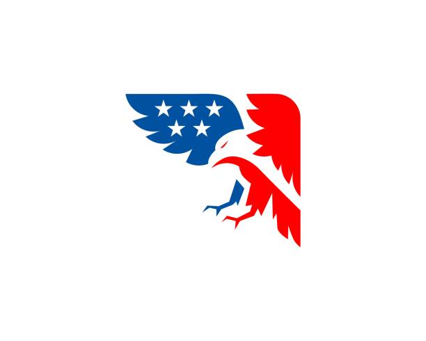 ilustrações, clipart, desenhos animados e ícones de águia voadora com ícone do tema da bandeira de nós - symbol military star eagle