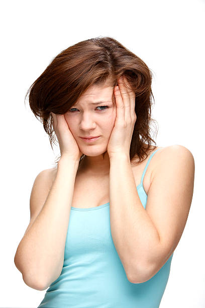 istock Stressed out woman is setting about the head 183404546