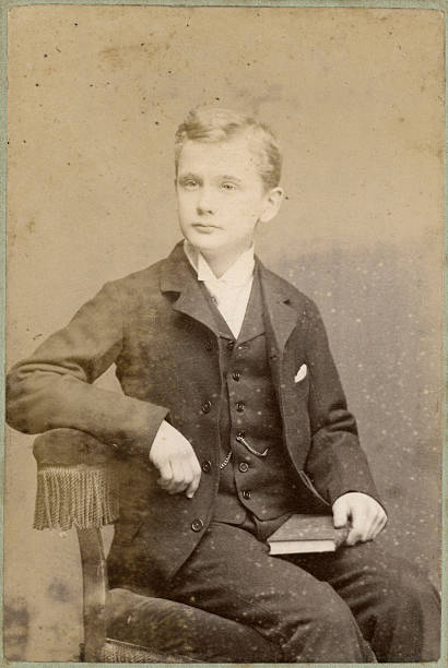 istock Young Victorian Boy Old Photograph 183404883