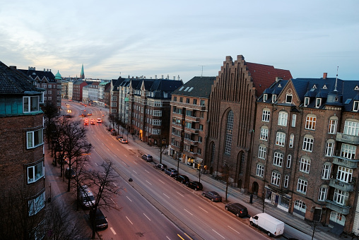 Street in central Copenhagen from above