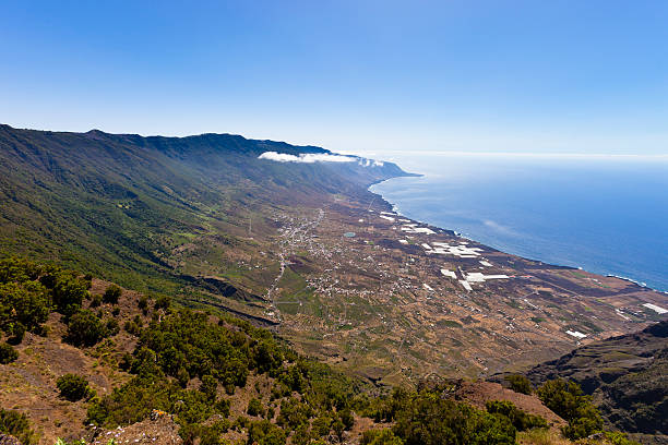 Mirador de Janama is one of the viewpoints on the island of El Hierro. From here, on clear days, you can enjoy magnificent views on the large amphitheater of El Golfo, the vineyards and the fruits plantations, and on the villages that dot the mountain slope. El Hierro is a member of UNESCO's world network of Biosphere Reserves. Canary Islands, Spain. Canon EOS 5D Mark II