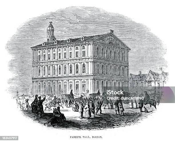Faneuil Hall Boston Stock Illustration - Download Image Now - Boston - Massachusetts, Colonial Style, 18th Century