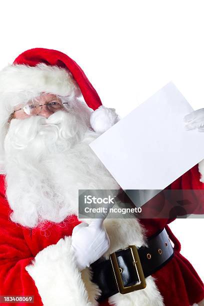 Santa Con Carta Vuota - Fotografie stock e altre immagini di Adulto - Adulto, Babbo Natale, Bambino