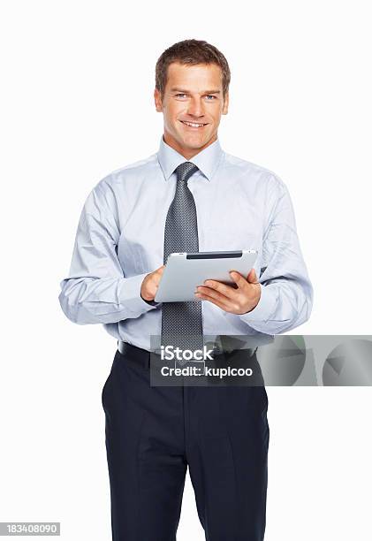 Uomo Daffari Che Lavora Con Un Tablet Pc - Fotografie stock e altre immagini di Businessman - Businessman, Scontornabile, Abbigliamento formale