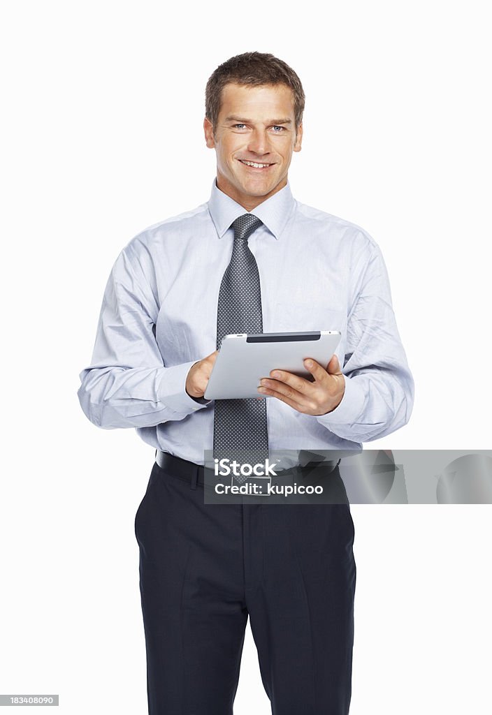 Empresário trabalhando em um tablet PC - Foto de stock de Figura para recortar royalty-free