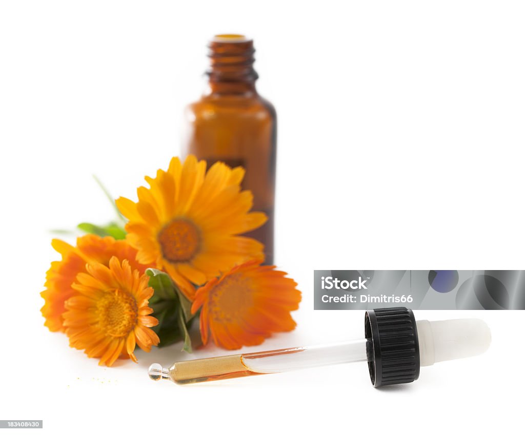 Homöopathie: Calendula Officinalis Tropfflasche - Lizenzfrei Gartenringelblume Stock-Foto