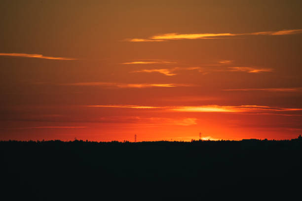 nice view of beautiful sunset in Molpe, Ostrobothnia, Finland