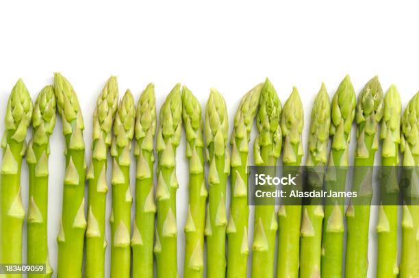 Asparagus Row Stock Photo - Download Image Now - Asparagus, Backgrounds, White Background