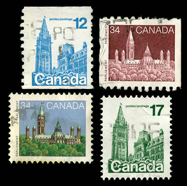 Stamps from Canada stock photo