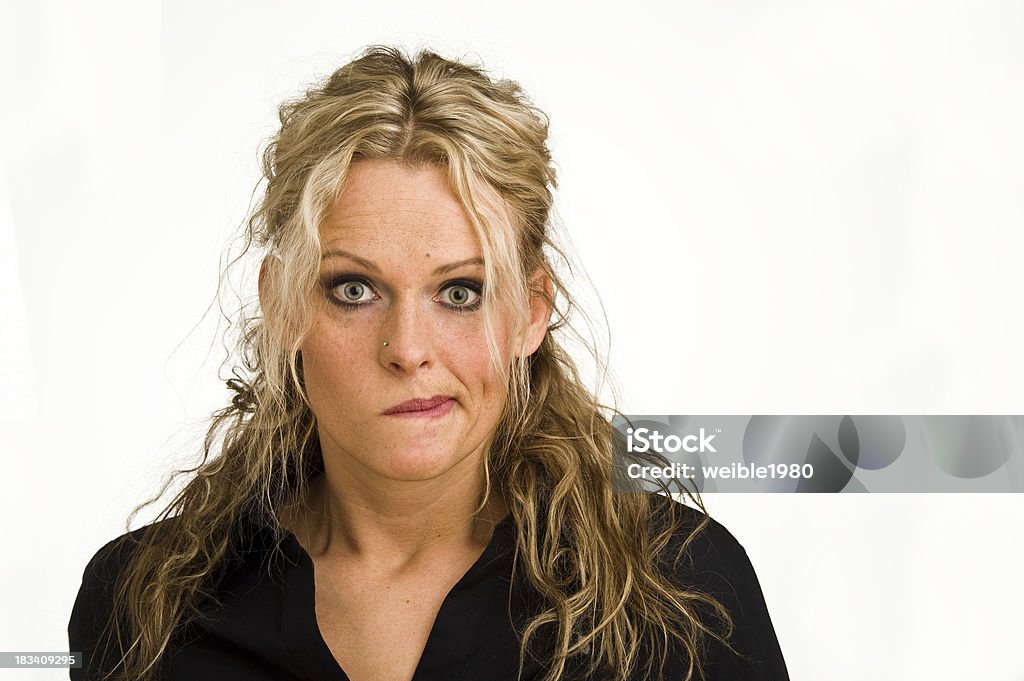 Retrato de rosto mulher, série de expressões - Royalty-free Morder o Lábio Foto de stock