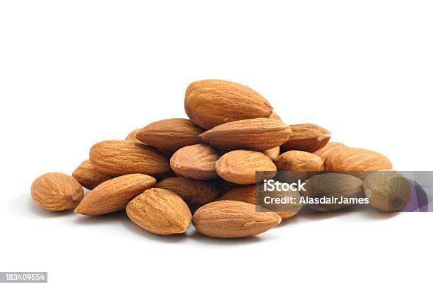 Almonds Stock Photo - Download Image Now - Almond, White Background, Cut Out