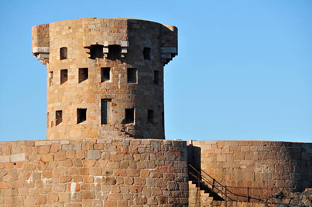 Telephoto image of Napoleonic tower which is surrounded by the tide every day.