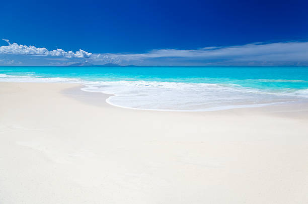 istock Clean White Caribbean Beach With Blue Sky 183410352