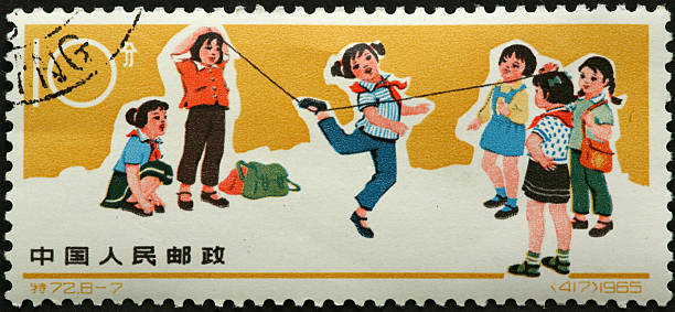 young Chinese girls jumping rope