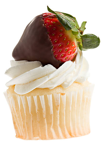 istock Chocolate Covered Strawberry On Vanilla Cupcake 183410591