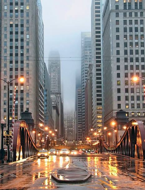 LaSalle Boulevard de chuva - fotografia de stock