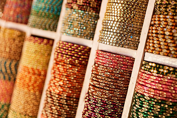 istock Colorful beads bangles for sale 183411156