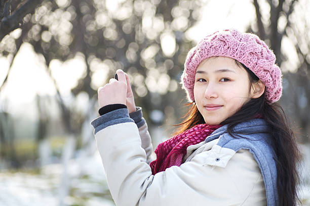 istock Girl in the snow field 183411679