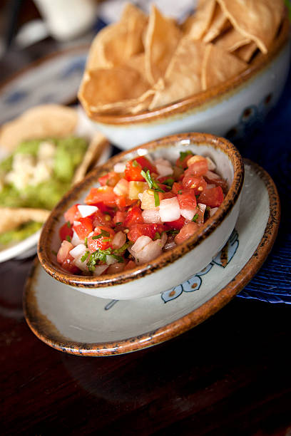 istock Bowl of salsa guacamole and tortilla chips 183412018