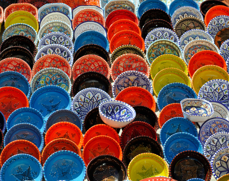 Tunisian pottery on the Hammamet bazaarTunisia lightbox: