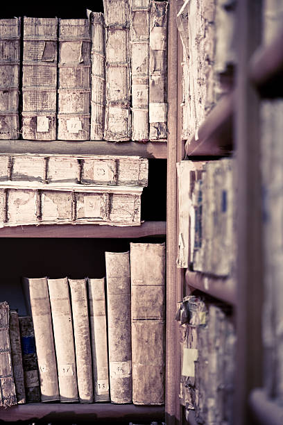istock Library with antique old books 183412900