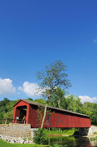 istock Cataract Falls State Park Indiana Historic Red Covered Bridge 183413287