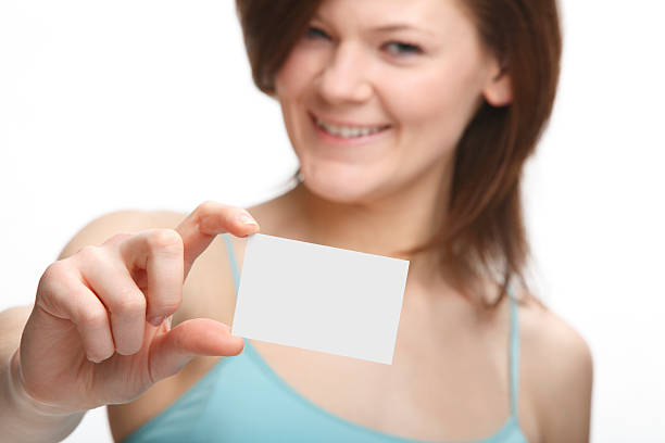 istock Woman is keeping business card 183413335