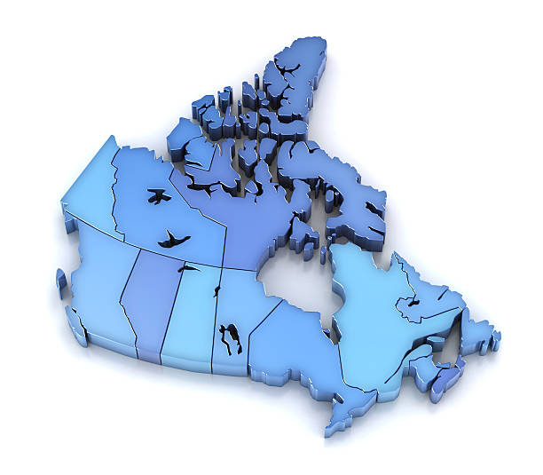 canadá, mapa con las regiones y territorios - canadian province fotografías e imágenes de stock