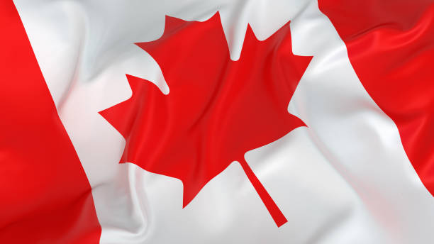 glänzende kanadische flagge - canadian flag fotos stock-fotos und bilder