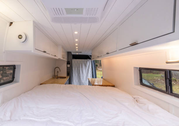 istock All white camper interior of a converted cargo van 1834141046