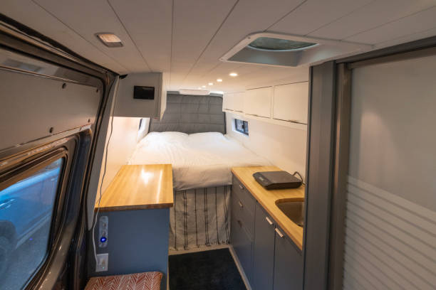 istock Warm inviting interior of a converted camper van 1834141054